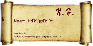 Neer Hágár névjegykártya